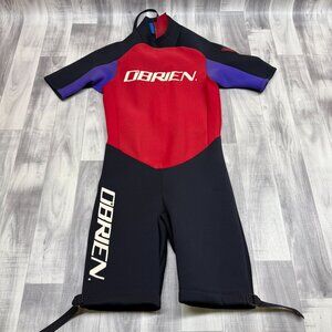 ✅Unisex LARGE OBrien Black/Red Short Sleeve Neoprene Wetsuit Back Zipper Closure